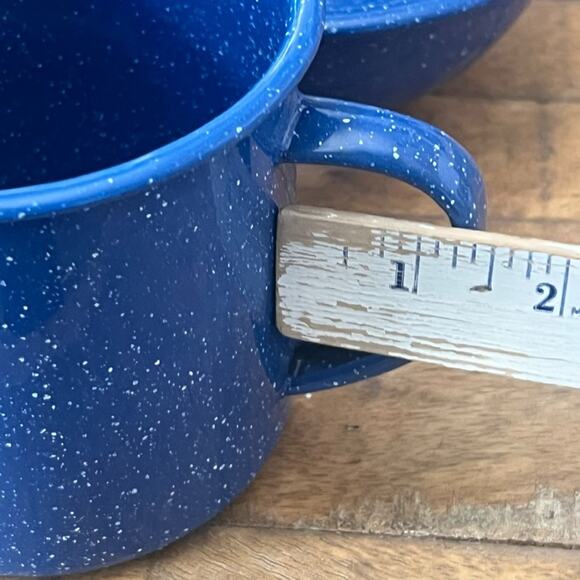Enamelware Camping Dish Set of 1 Plate, Mug, and Bowl Blue White Speckled - Picture 9 of 12